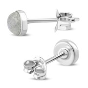 Labradorite Stone Round Sterling Silver Stud Earrings, e440st